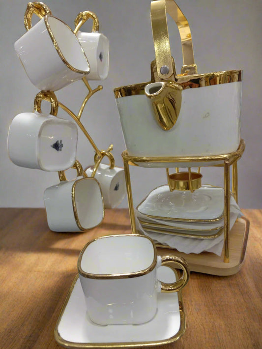 Coffee Set with Bamboo Base